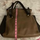 Vera Pelle Leather Tan & Brown Colorblock Shoulder Bag Handbag, size 14x14x4 Made in Italy Photo 7