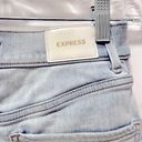 EXPRESS  Women 00 Super High Waisted Knit Raw Hem Mom Jean Shorts, Light Wash Photo 9