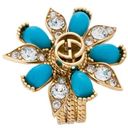 Gucci  Interlocking G Turquoise and Crystal Floral Ring Photo 0