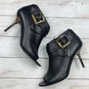 Burberry  Sharnford Ankle Boots Open Toe Booties Buckle Leather Heels 38 1/2 Photo 0