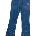 DKNY  Embroidered Paint Splash Denim Flare Jeans 5 Photo 4