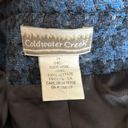 Coldwater Creek 100% Wool Shell  Zip Front Blue Houndstooth Lined Blazer Size 14 Photo 3