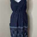 Patagonia Abstract Wildflower Racerback Birds Sundress Dress Blue Sz XS Pockets Photo 2