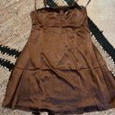 Brown Satin Slip Dress Photo 3