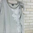 Lane Bryant  Lace Appliqué Light Gray Cold Shoulder Sweatshirt Size 22/24 Photo 5