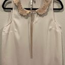 LC Lauren Conrad Antique White Self Tie Collar Sleeveless Blouse Photo 0