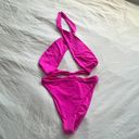 frankie's bikinis Dorothy hot pink cross chest wrap one piece bikini L Photo 11