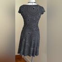 London Times  Black & White Polkadots Midi Short Sleeves Empire Dress Waist SZ 8 Photo 4