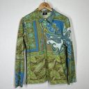 Polo Bogner Paisley Print Long Sleeve  Shirt Large L 3/4 Button Front Green Blue Photo 0
