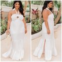 Pink Lily  White Ivory Await Fate Halter Neck Smocked Bust Maxi Dress Size XL Photo 2