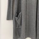 Loft  Striped Pocket Open Front Linen Blend Cardigan Photo 4