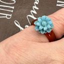 Daisy Baby Blue  Floral Brown Agate Bohemian Size 7 Ring Photo 1