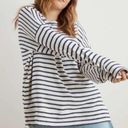 Aerie  Desert Navy White Terry Striped Sweater‎ Size M Oversized Side Slits Photo 0