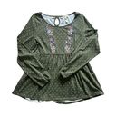 Matilda Jane  Size Medium Through Generations Embroidered Green Babydoll Top Photo 0