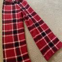 ZARA  Red Plaid Knit Wide Leg Pant Size Large Bin 285 Photo 0