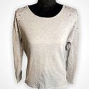 AB Studio  Embellished Heather Gray Long Sleeve Tee Photo 10