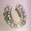 Vintage CZ Rhinestones Ear Climber Clip On Earrings Silver Photo 2