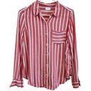 Abound  Urban Outfitters Striped Coral Pink Button Up Long Sleeve Shirt Top Small Photo 0