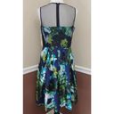 London Times NEW  ModCloth Blue & Green Floral Pleated Sheer Yoke Cocktail Dress Photo 3