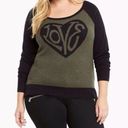 Torrid  Love Heart Knit Long Sleeve Pullover Plus Size Sweater Top 2X Olive Green Photo 0