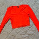 SheIn Shien Red Cropped Long Sleeve Top Photo 0