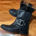 Fossil  Black Leather Buckle Moto Biker Harness Boots size 8 Photo 0