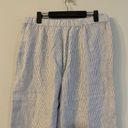 J.Jill  Love Linen Pants Medium Blue White Cropped Wide Leg Striped Nautical Photo 4