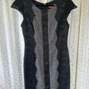 Betsey Johnson  Tweed Lace Overlay Mixed Print Cap Sleeve Sheath Dress Edgy 8 Photo 1