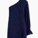 Hill House NWT  The Mila Dress One-Shoulder Eyelet in Navy Linen sz S Photo 2