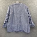 kim rogers  3/4 Sleeve Linen Blend Textured Button Down Shirt Blue Women's PXL Photo 2