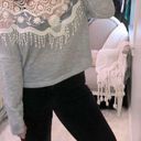 Sage  size medium grey crochet boho sweatshirt Photo 0