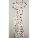 Gebe Maternity White Red Floral Tie Waist Ruffle Sleeve Maxi Wrap Dress Size M Photo 1