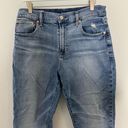 Gap Girlfriend High Rise Medium Indigo Cuffed Raw Hem Jeans Photo 2