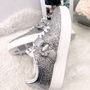 Jimmy Choo  Platinum Glitter & Crystal Osaka Sneakers Photo 9