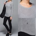 Lululemon  Cabin Yogi Long Sleeve Heathered Medium Grey Ribbed Cashmere Sweater Photo 4