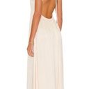 L'Academie  Acton Maxi Dress, Open Back Tie Neck, Ivory Satin Size S, New w/Tag Photo 12