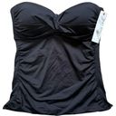 Anne cole NWT Women's  Twist Front Black Bandeau Tankini Top - Size Medium Photo 0