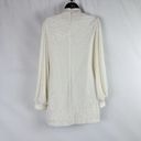 Alexis  Lunia Ivory Cream Sequined Shift Mini Mock Neck Long Sleeve Dress Size XS Photo 5