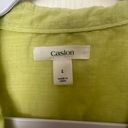 Caslon  Collard Long Sleeve Button Up Shirt Women's L Lime Green Lagenlook Sheer Photo 2