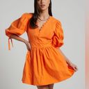 Showpo Zandra Mini Dress - Puff Sleeve Poplin Dress in Orange Photo 0