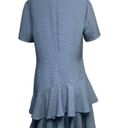 Rebecca Taylor  Short Sleeve Pucker Jacquard Dress Navy Blue Size 10 Photo 7