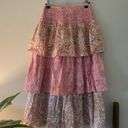 House of Harlow  Pink Paisley Floral Tiered Cotton High Waist Midi Skirt size XS Photo 1