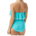 Coco reef Contours by  Womens Ruffle Strapless One Piece Swimsuit Blue 16 40C NWT Photo 2