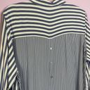 Jane and Delancey  Blue White Contrasting Stripe Boho Double Button Rayon Blouse 1X Photo 7