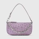 NWT By Far Rachel Mini Lilac Circular Crocodile Croc Embossed Leather Small Bag Photo 0