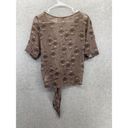 Kirra  Women's Blouse Tie Front Brown Taupe Tribal Sheer Size Large Photo 1