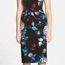 Betsey Johnson  Black Floral Knee Length, Cap Sleeve Slim Fitting Dress Size 8 Photo 0