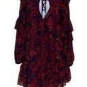 Cinq à Sept 5a7 Cinq A Sept Womens 6 Mini Tent Dress Black Red Floral Ruffles Keyhole NWT Photo 0