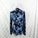 Jason Wu J  City Long Sleeve Mock Neck Shirt Blue Floral M Photo 3