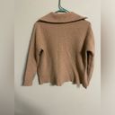 Madewell  Merino Wool Blend Quarter Zip Popover Sweater Size Medium Camel Pockets Photo 3